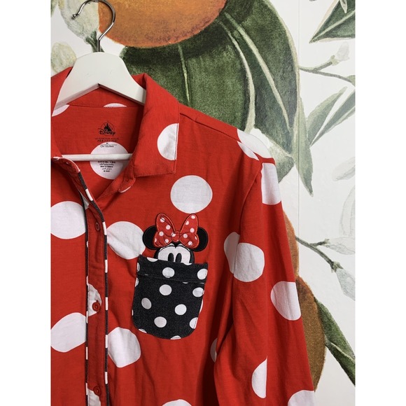 Disney Medium Minnie Mouse Button Front Polka Dot Pajama Dress - Picture 2 of 4